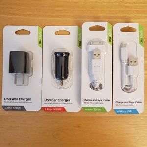 CELLCandy USB Wall Car Charger, Sync Cables